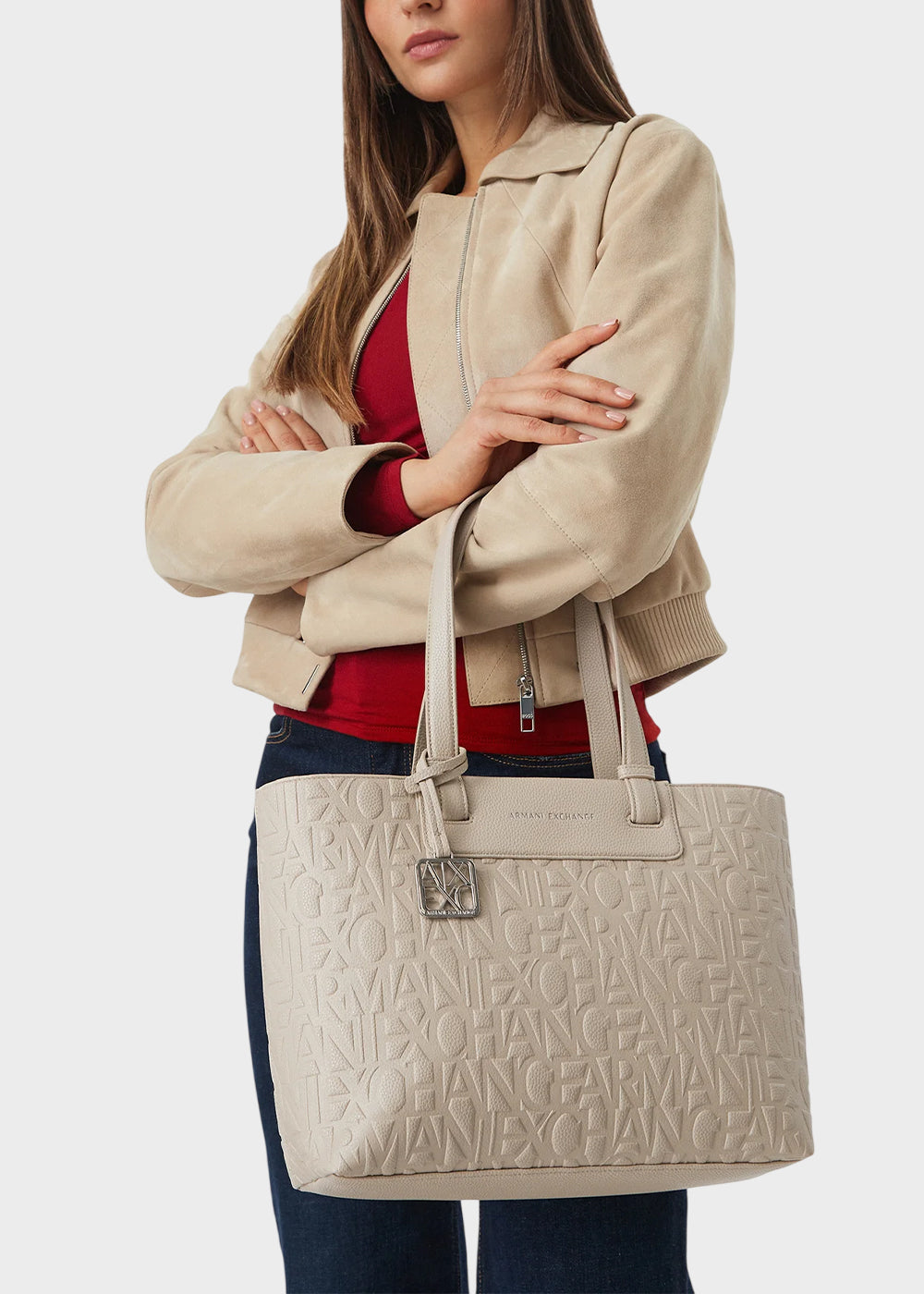 Borsa shopping Liz Pebble M con logo all over-2