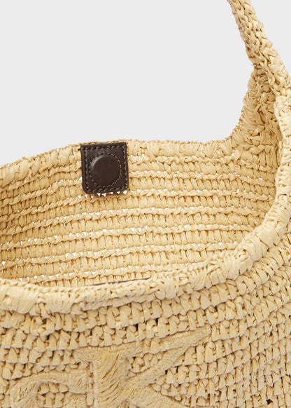 Borsa a spalla in Raffia con logo