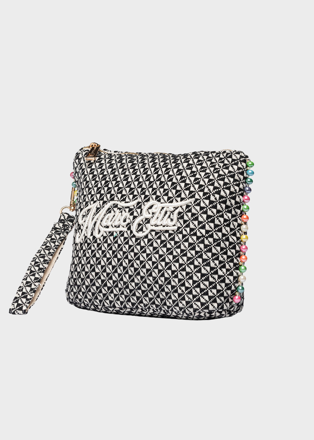 Pochette da Mare in tessuto Cassy Indy con perline laterali e manico rimovibile