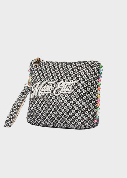 Pochette da Mare in tessuto Cassy Indy con perline laterali e manico rimovibile