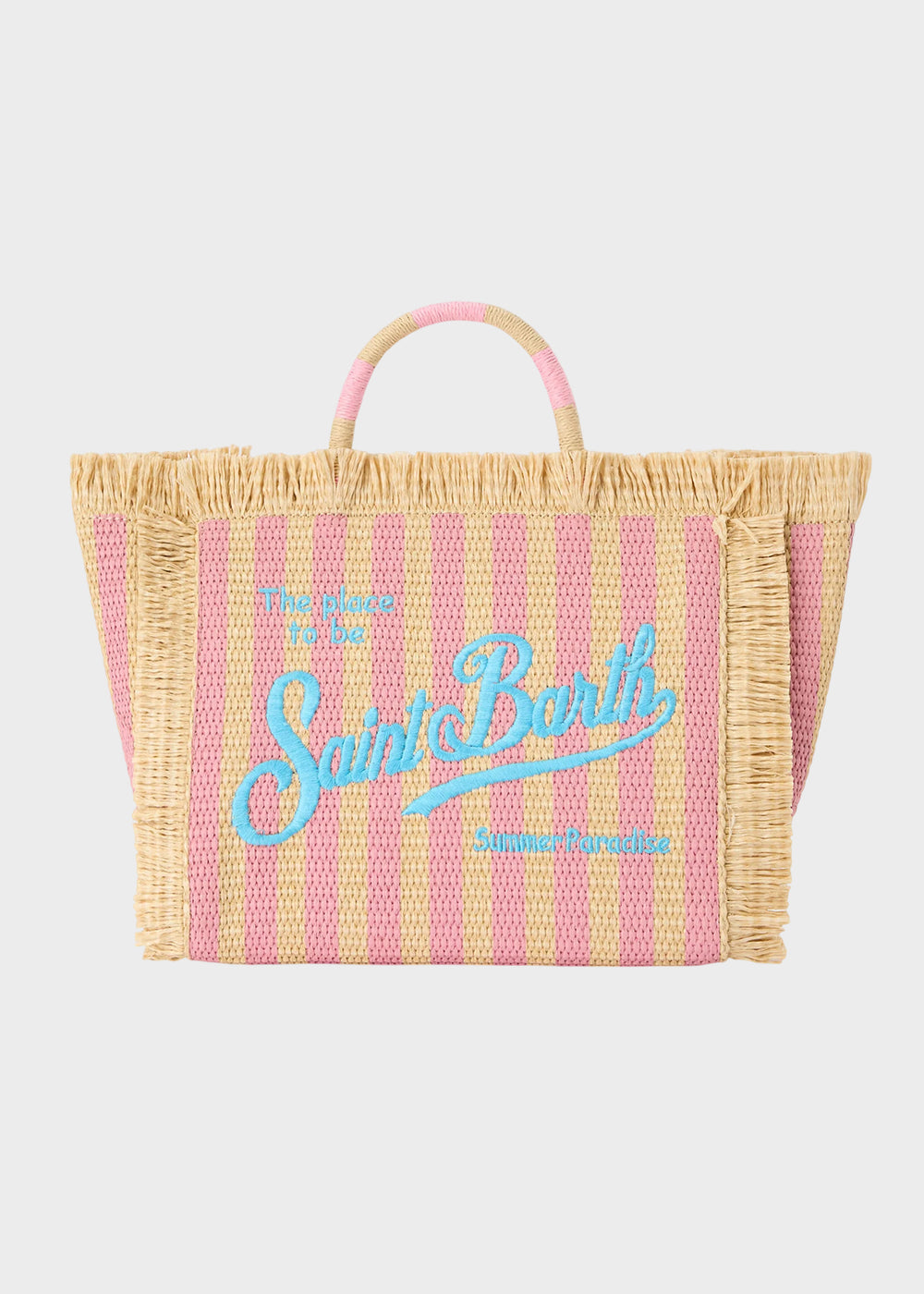 Borsa da mare media Colette Straw Stripes con tracolla in tessuto effetto paglia