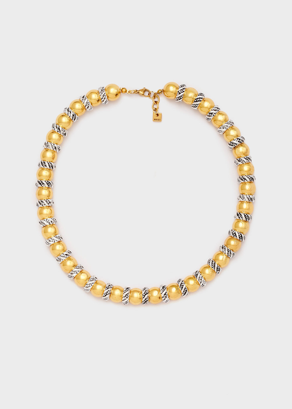 Collana sfere ed elementi mix oro e argento