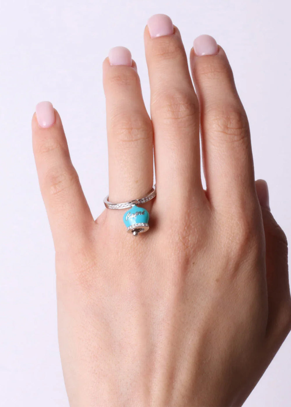 Anello con campanella Capri azzurra e zirconi - Argento 925