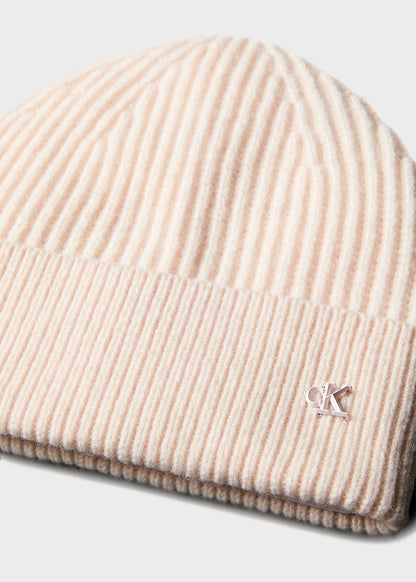 Berretto con logo in misto lana rosa