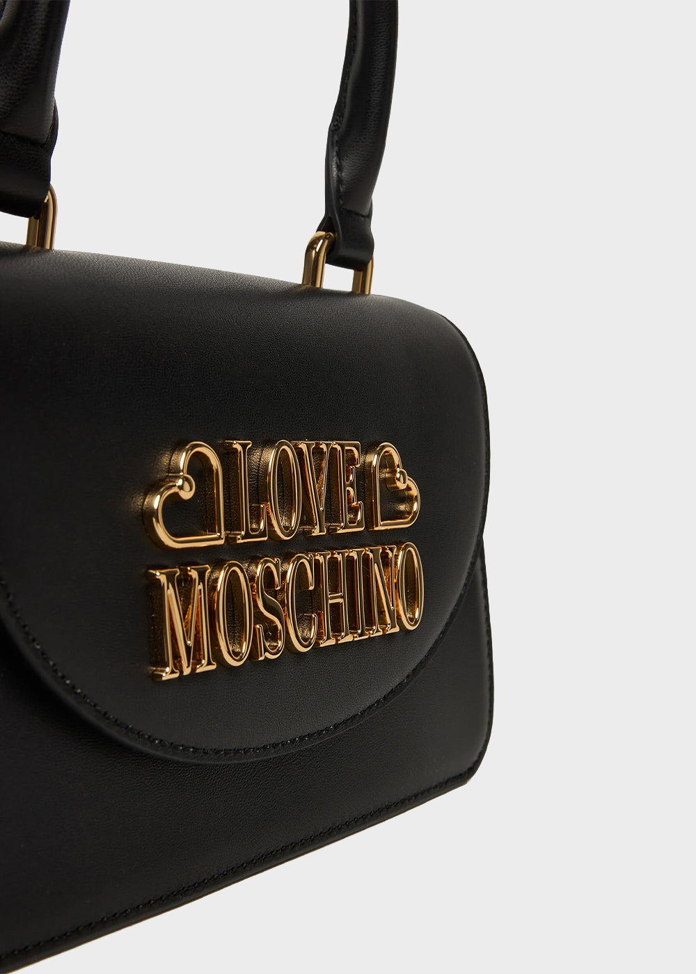 Borsa a mano con tracolla e logo, in pelle-3