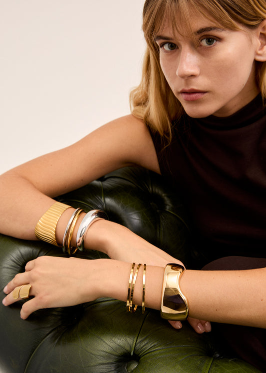 Set of 3 stainless steel rigid bracelets