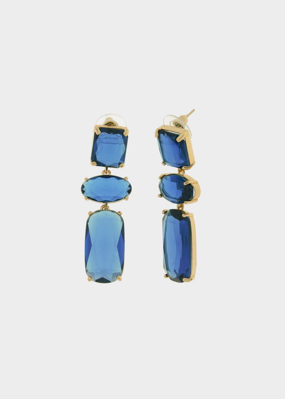 Orecchini pendenti in Metallo color oro con pietre blu