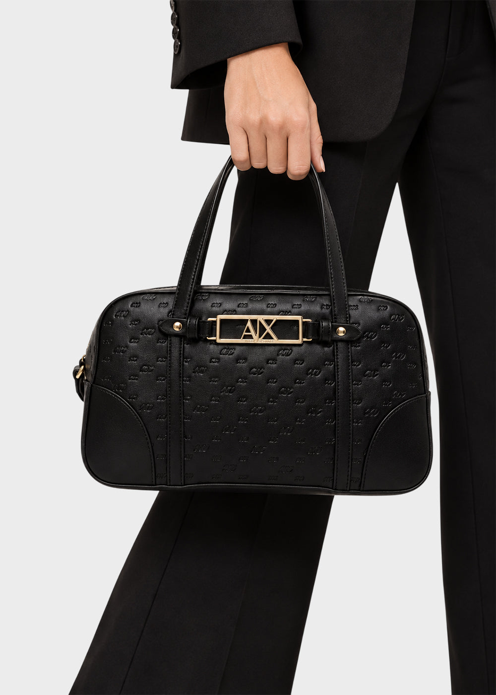 Bauletto a mano Polly Logo M con tracolla e logo all over-2