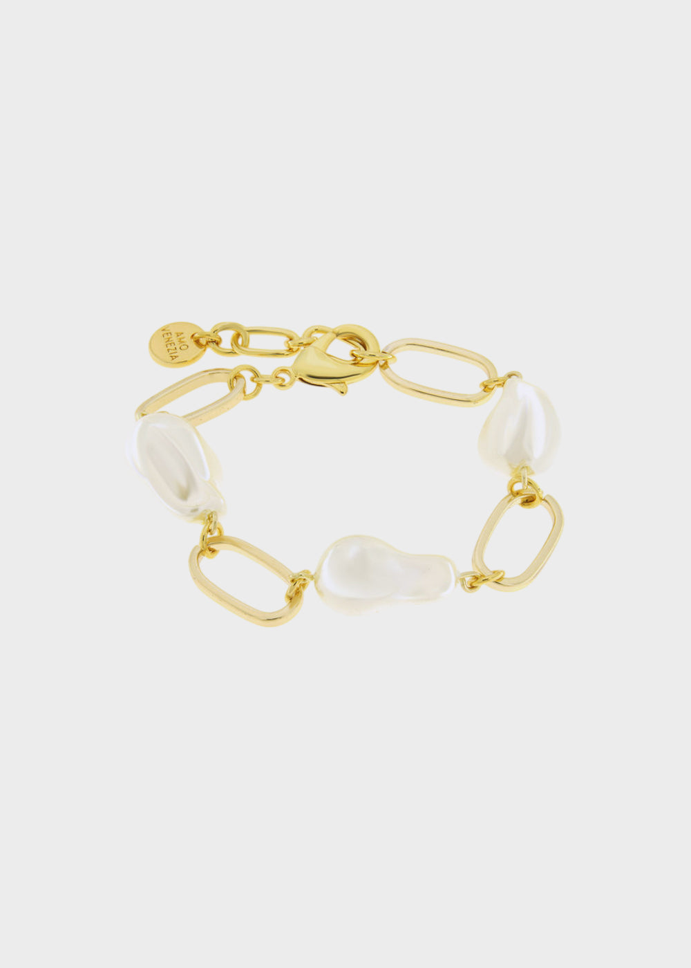 Bracciale in Metallo color oro con perle irregolari