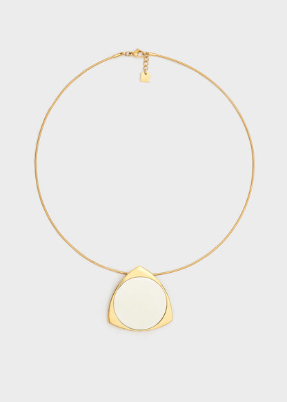 Collana rigida con triangolo, in acciaio inossidabile placcato oro 18kt