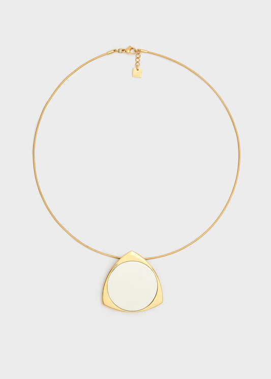 Rigid necklace with triangle, in 18kt gold-plated stainless steel
