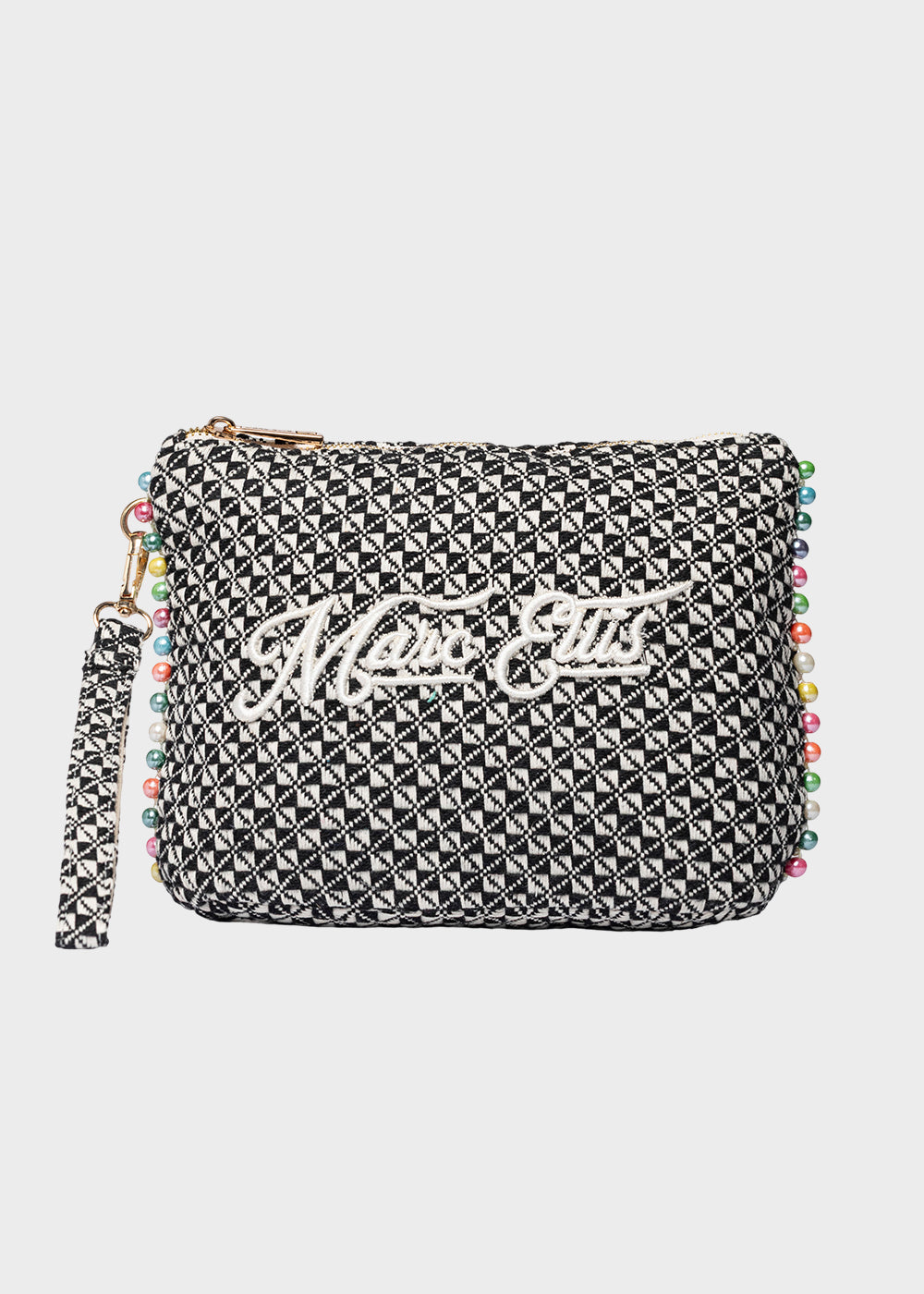 Pochette da Mare in tessuto Cassy Indy con perline laterali e manico rimovibile