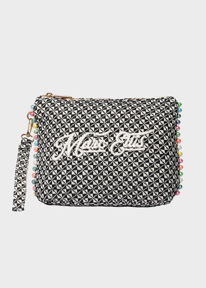 Pochette da Mare in tessuto Cassy Indy con perline laterali e manico rimovibile