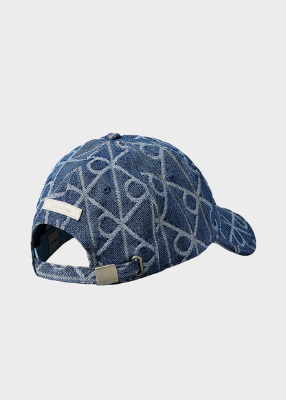 Berretto in jacquard con logo in denim
