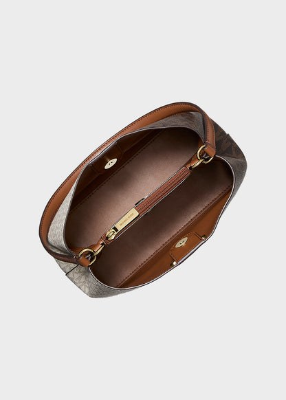 Borsa a spalla media Pratt con logo all aver