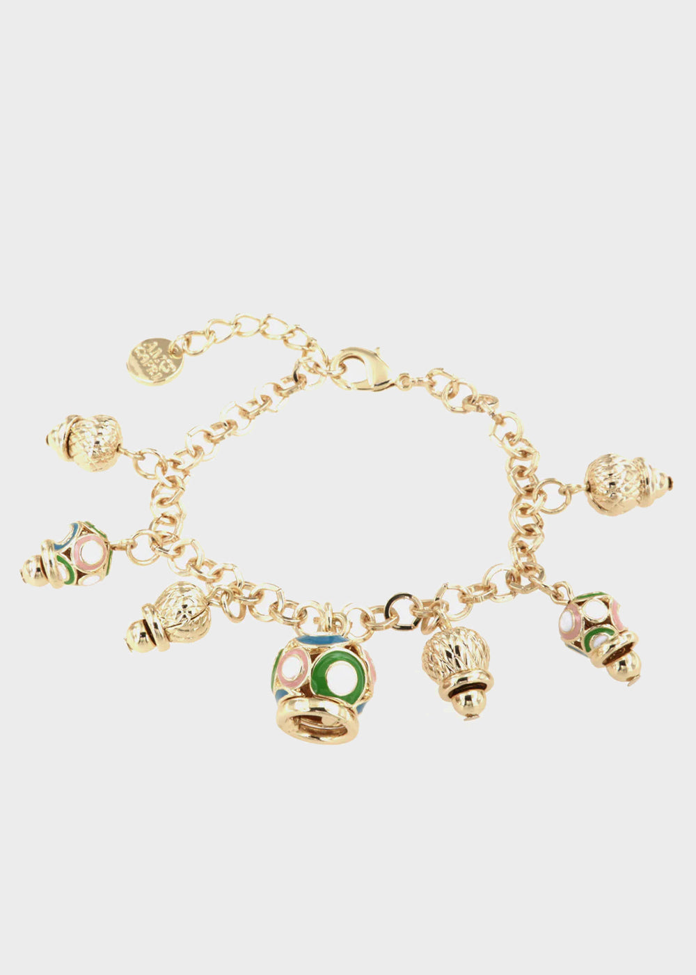 Bracciale in Metallo color oro con campanelle colorate