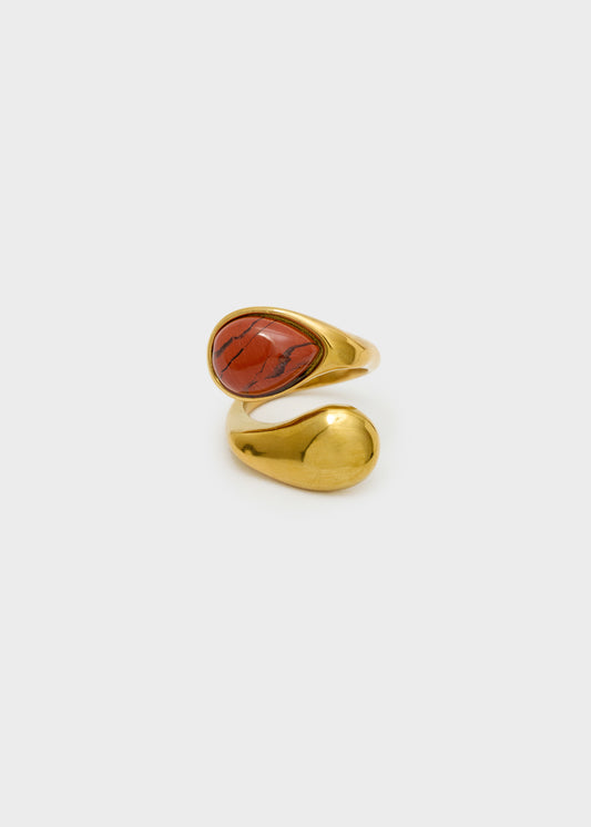 Anello Ory con pietra rosso oro in acciaio