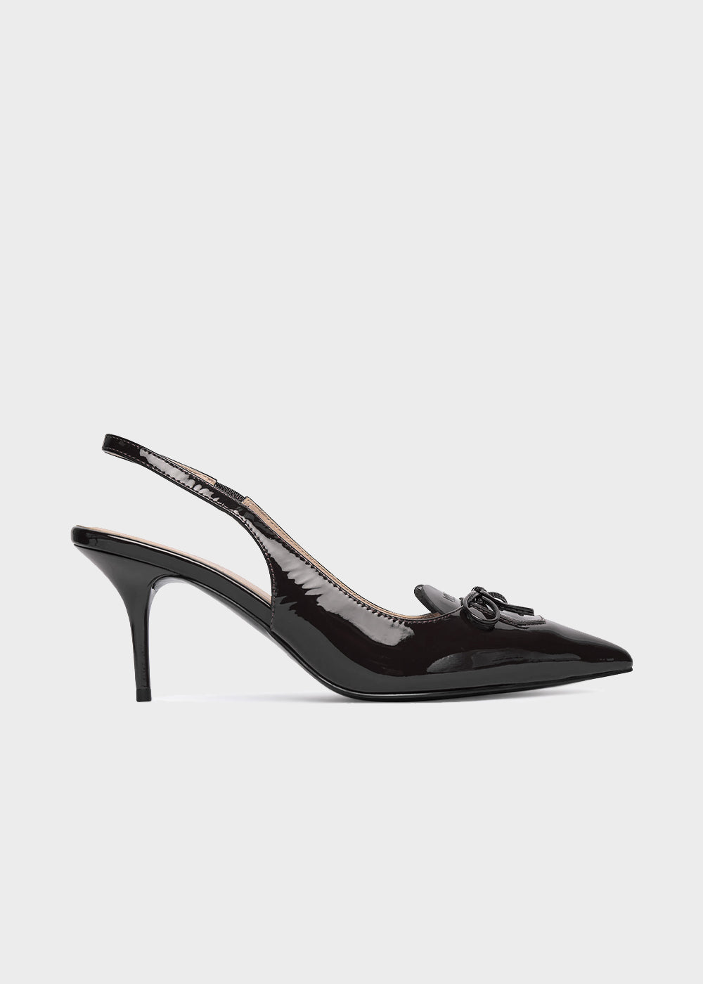 Patent leather pumps with logo and 70mm heel