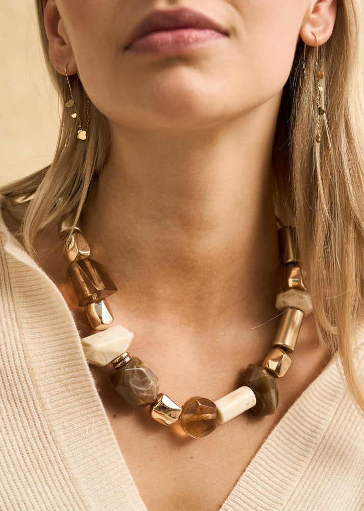 Collana Carmela in resina mix marrone e beige