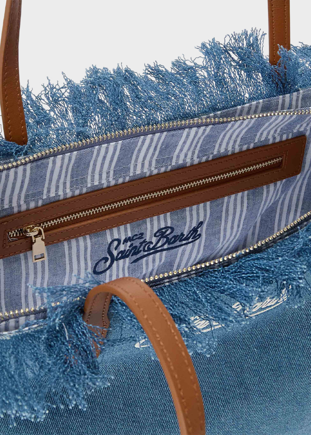 Borsa shopper City media in tessuto con frange