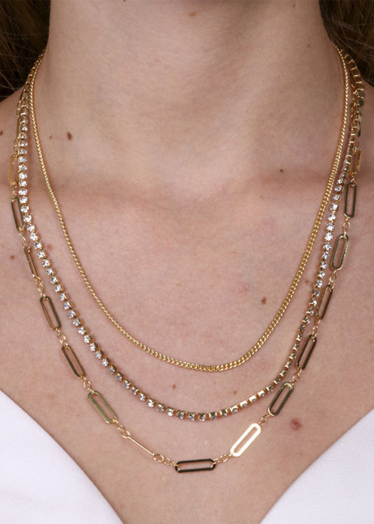 Collana multifilo in Metallo color oro con pietre