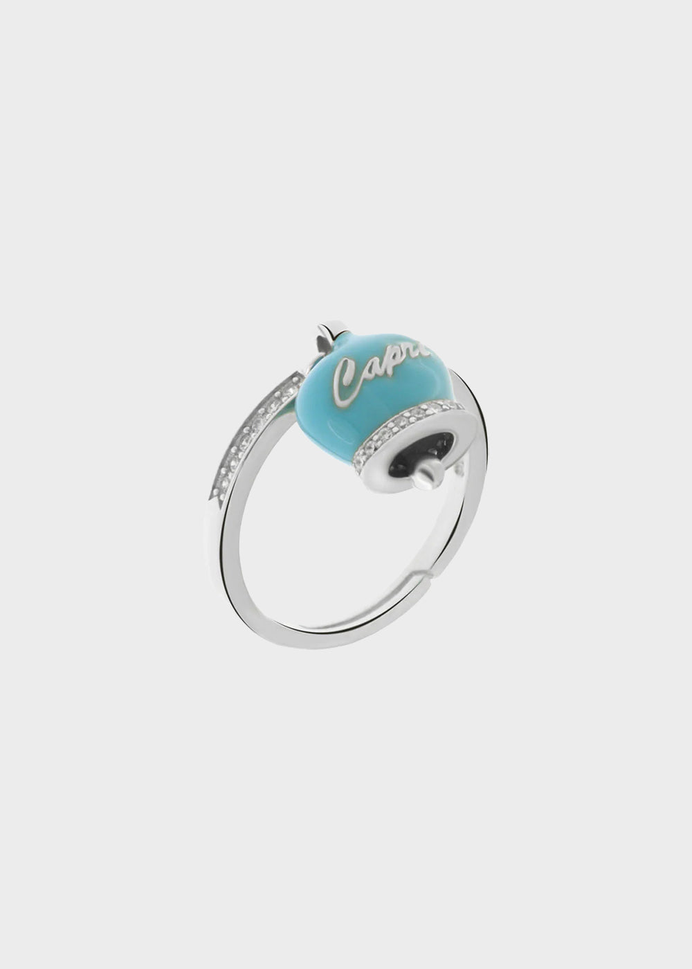 Anello con campanella Capri azzurra e zirconi - Argento 925