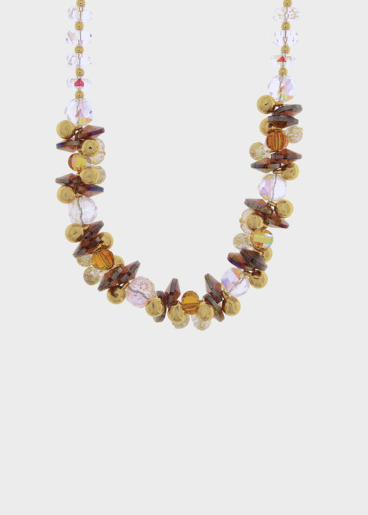 Collana in Metallo color oro con pietre multicolore e sfere