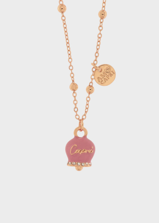 Collana color oro rosa con Campanella Portafortuna Capri Rosa