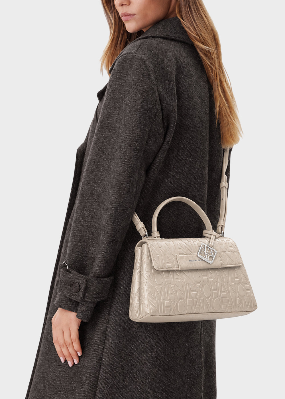 Borsa a mano con tracolla Liz Pebble con logo all over