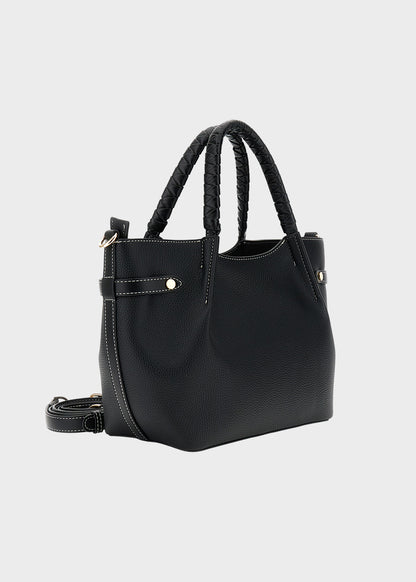 Borsa a mano con tracolla e logo frontale metallico