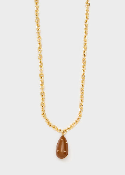 Collana Juls lunga elemento smaltato marrone