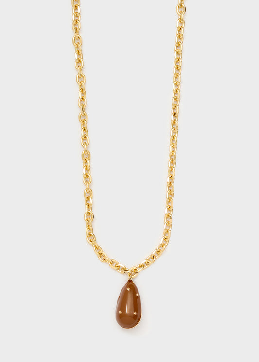 Collana Juls lunga elemento smaltato marrone