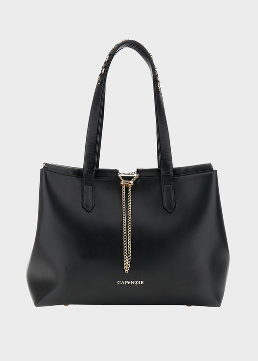 Borsa da spalla con logo e catenina pendente