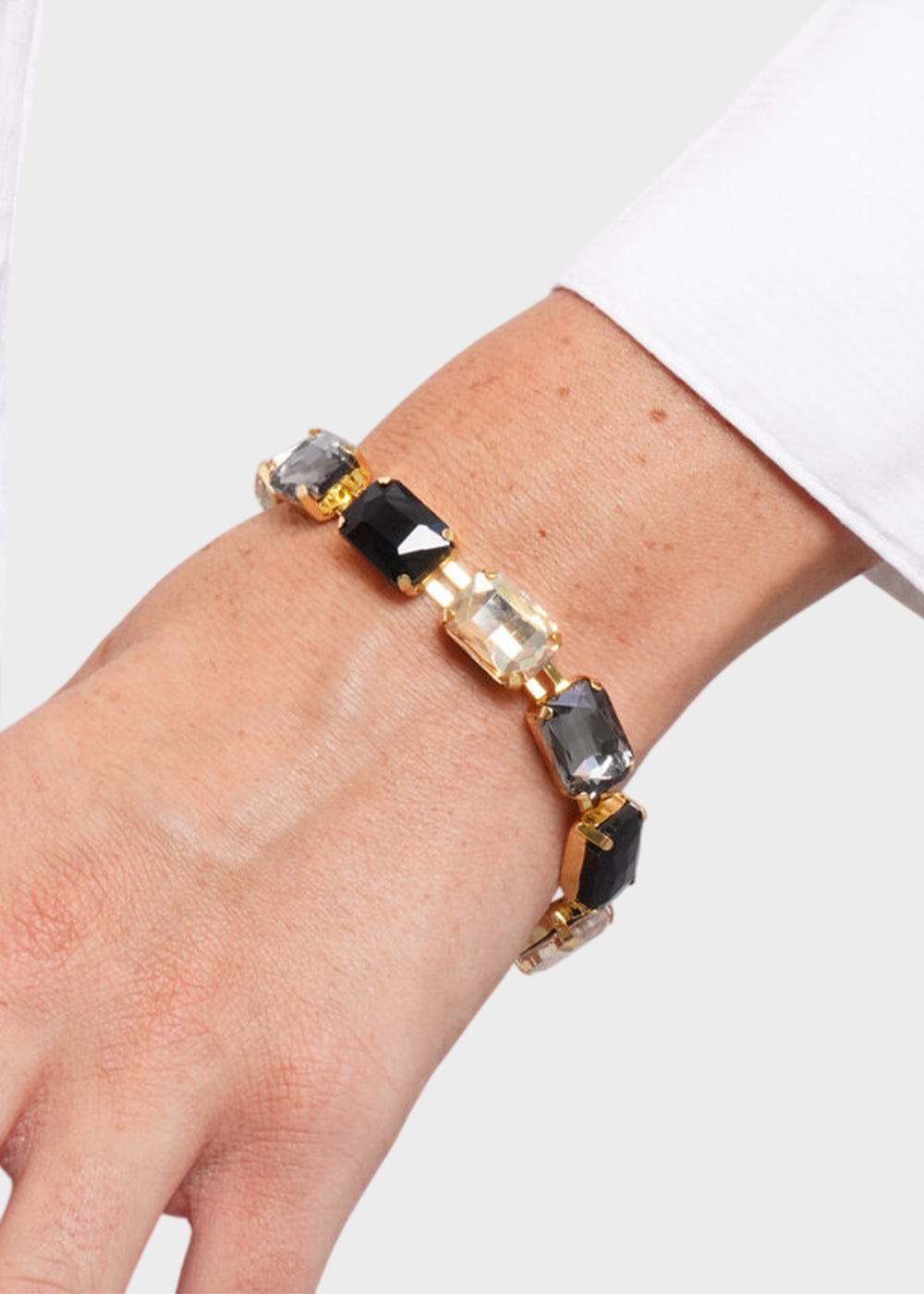 Bracciale in Metallo color oro con pietre rettangolari