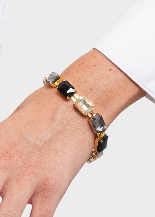 Bracciale in Metallo color oro con pietre rettangolari