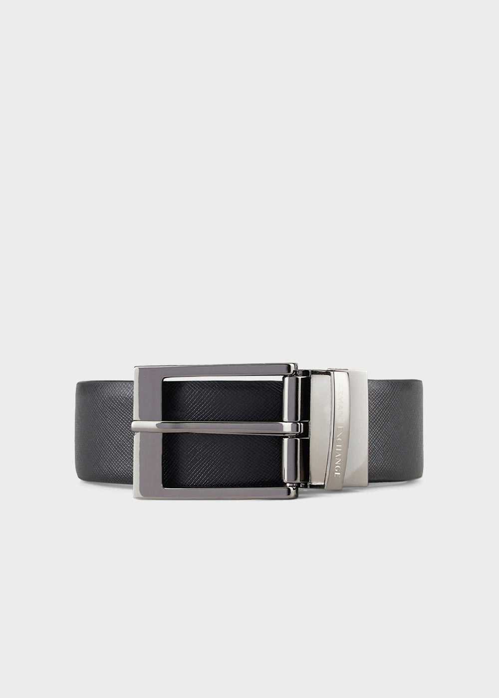Cintura in pelle con ardiglione, reversibile e accorciabile nera e marrone (3,3 cm)