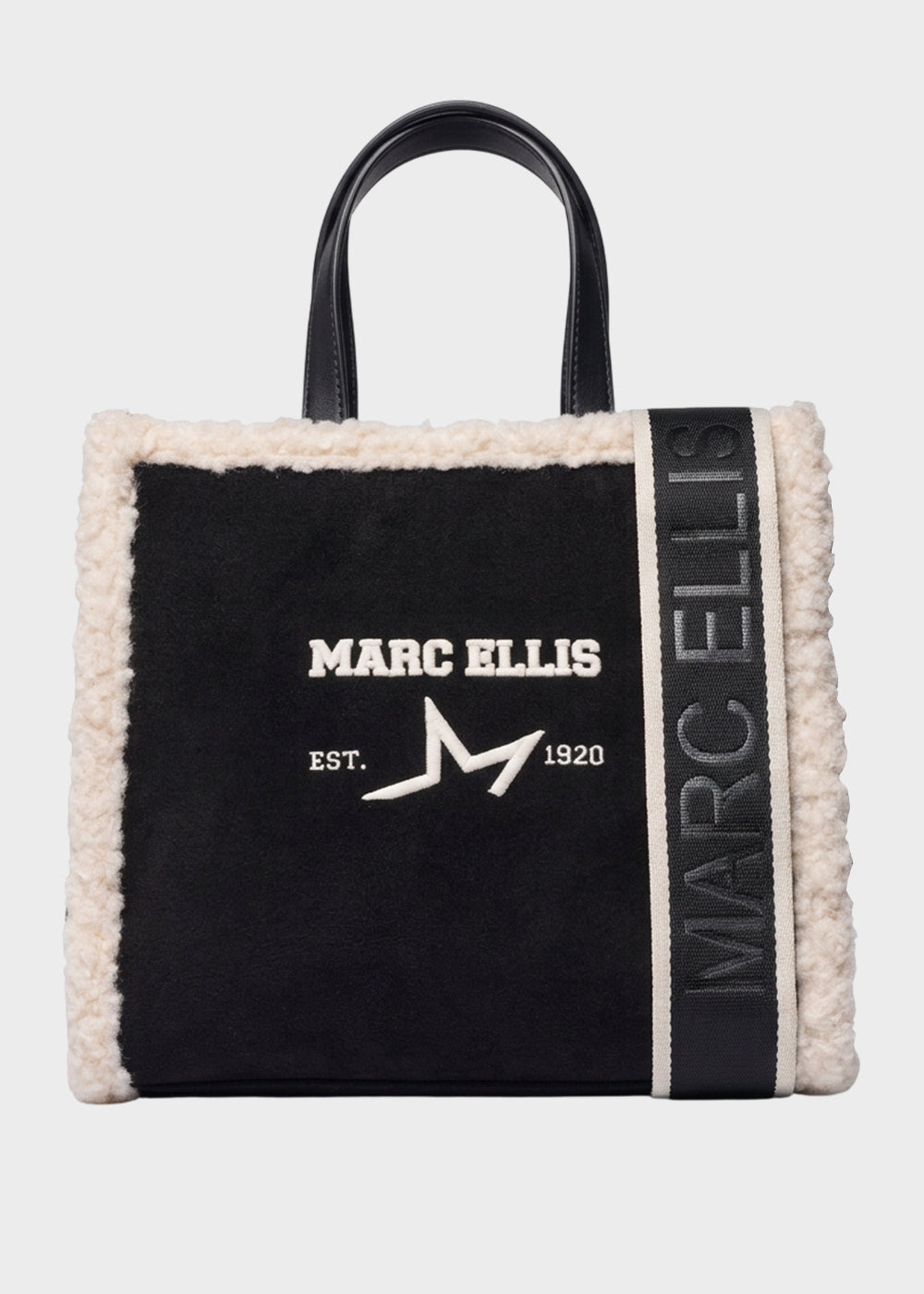 Borsa a mano Buby Buckskin M con dettagli effetto lana e tracolla-1