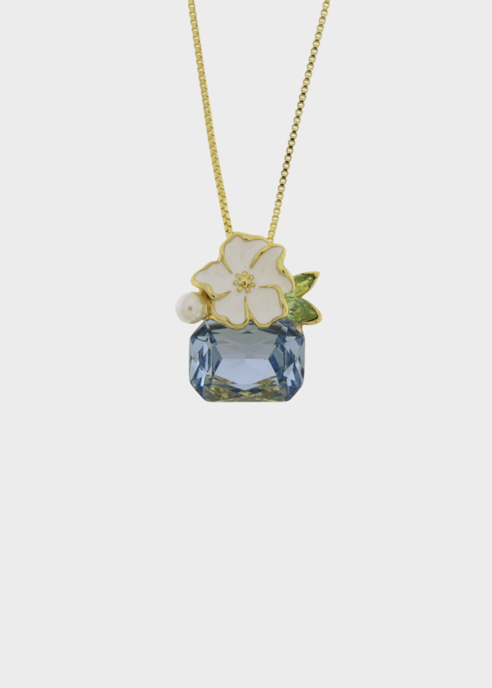 Collana in Metallo color oro con fiore e pietre colorate