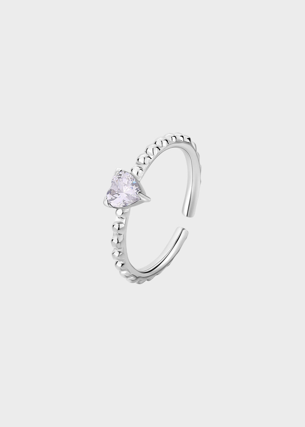 Anello regolabile Dazzly in acciaio con pietra a forma di cuore
