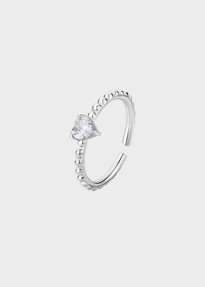 Anello regolabile Dazzly in acciaio con pietra a forma di cuore
