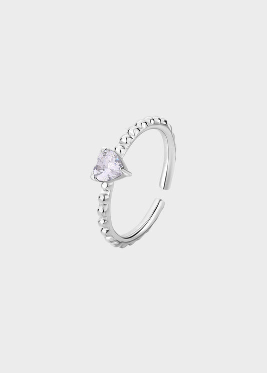 Anello regolabile Dazzly in acciaio con pietra a forma di cuore