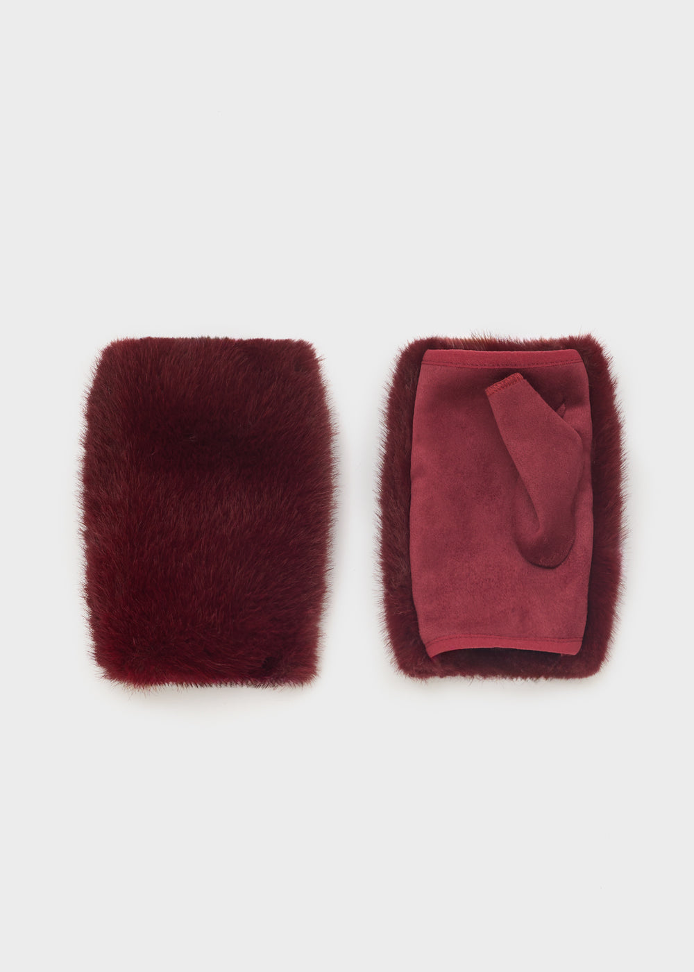 Guanti Sarah senza dita in pelo sintetico bordeaux