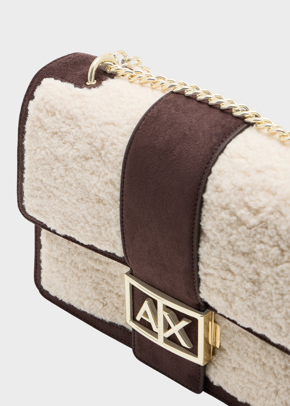 Borsa a tracolla con catena Jodie Shearling M in lana sintetica-6