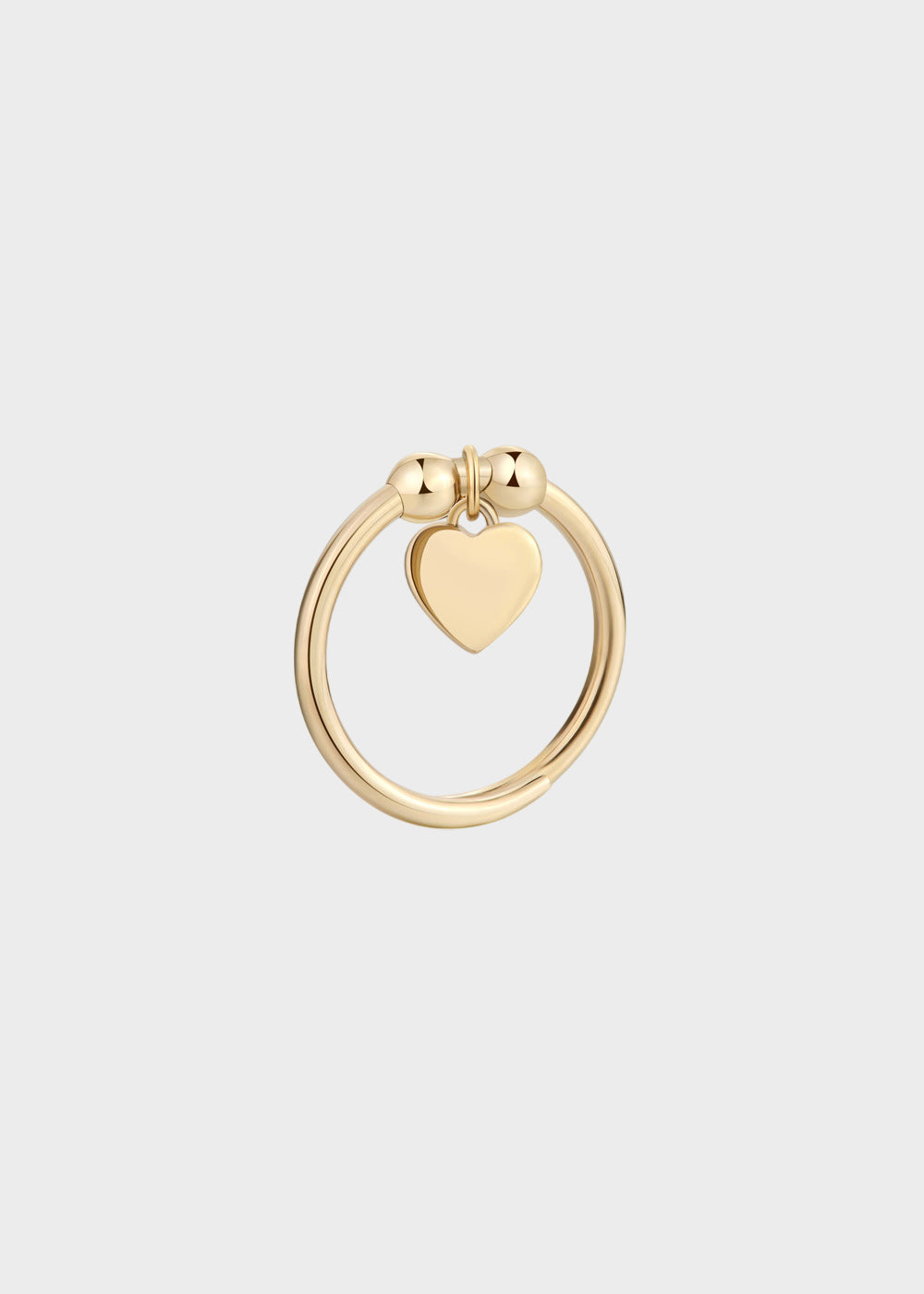 Anello regolabile Feelings in acciaio con finitura pvd oro 14K e sfere e pendente a forma di cuore