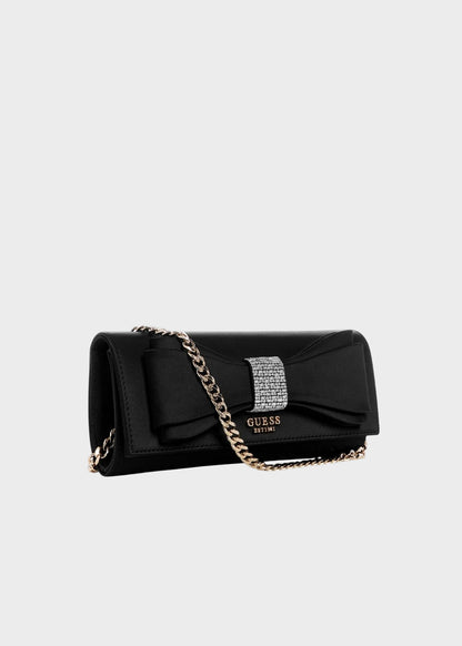 Pochette gioiello Elsie con fiocco e strass, con tracolla da spalla