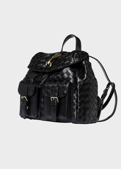 Zaino Colorado S Plait con pattina, tasche frontali e trama ad effetto intreccio