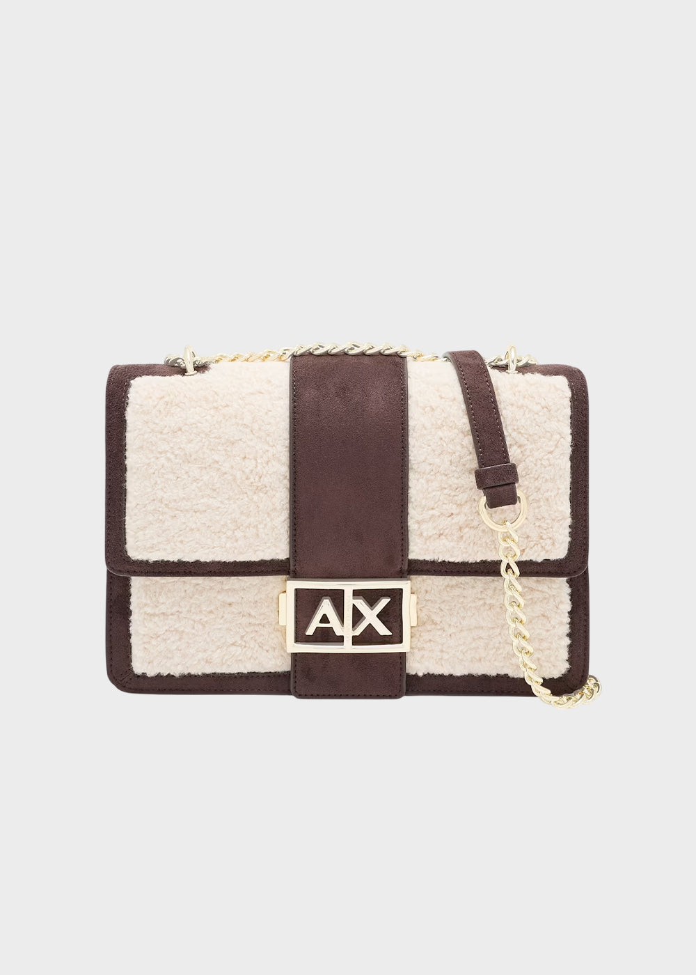 Borsa a tracolla con catena Jodie Shearling M in lana sintetica