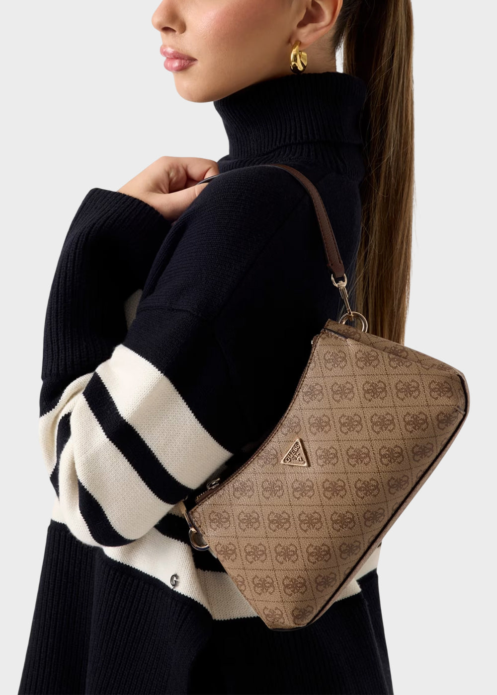 Borsa a spalla Noelle II Mini con doppia zip e logo all over-2
