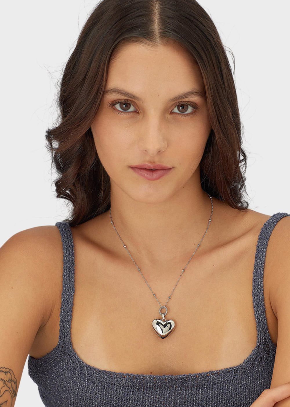 Collana Stellar in acciaio con pendente a forma di cuore