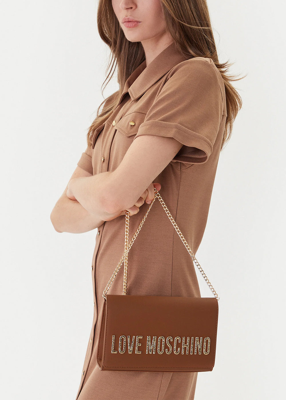 Borsa a tracolla con logo frontale